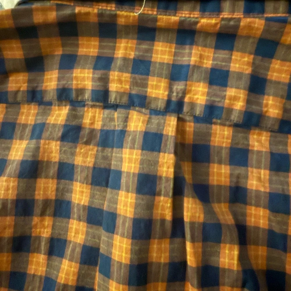 J. Crew Men's Checkered Shirt - Orange and Blue